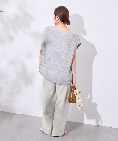 JOURNAL STANDARD（ジャーナルスタンダード）の「《追加3》【撥水/接触冷感/洗える/UV】リネンナイロンストレッチスラックス（スラックス・レディース・ライトグレー/ネイビー・34/38/36）」の7枚目の写真