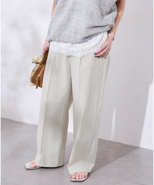 JOURNAL STANDARD（ジャーナルスタンダード）の「《追加3》【撥水/接触冷感/洗える/UV】リネンナイロンストレッチスラックス（スラックス・レディース・ライトグレー/ネイビー・34/38/36）」の8枚目の写真