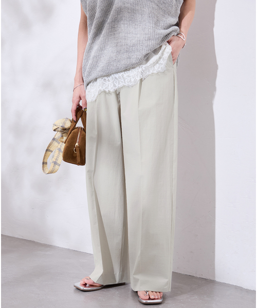 JOURNAL STANDARD（ジャーナルスタンダード）の「《追加3》【撥水/接触冷感/洗える/UV】リネンナイロンストレッチスラックス（スラックス・レディース・ライトグレー/ネイビー・34/38/36）」の9枚目の写真