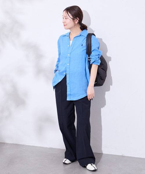 JOURNAL STANDARD（ジャーナルスタンダード）の「《追加3》【撥水/接触冷感/洗える/UV】リネンナイロンストレッチスラックス（スラックス・レディース・ライトグレー/ネイビー・34/38/36）」の12枚目の写真