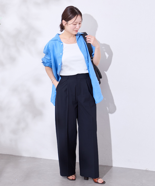 JOURNAL STANDARD（ジャーナルスタンダード）の「《追加3》【撥水/接触冷感/洗える/UV】リネンナイロンストレッチスラックス（スラックス・レディース・ライトグレー/ネイビー・34/38/36）」の13枚目の写真