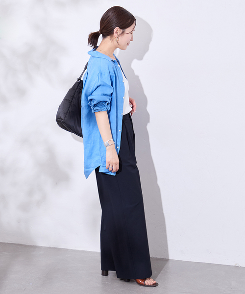JOURNAL STANDARD（ジャーナルスタンダード）の「《追加3》【撥水/接触冷感/洗える/UV】リネンナイロンストレッチスラックス（スラックス・レディース・ライトグレー/ネイビー・34/38/36）」の15枚目の写真