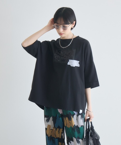 Paradise Picnic（パラダイスピクニック）の「33℃ スパンコールキラキラTシャツ（Tシャツ/カットソー・レディース・チャコールグレー/ブラック/ホワイト・FREE）」の17枚目の写真