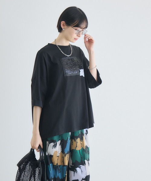 Paradise Picnic（パラダイスピクニック）の「33℃ スパンコールキラキラTシャツ（Tシャツ/カットソー・レディース・チャコールグレー/ブラック/ホワイト・FREE）」の18枚目の写真