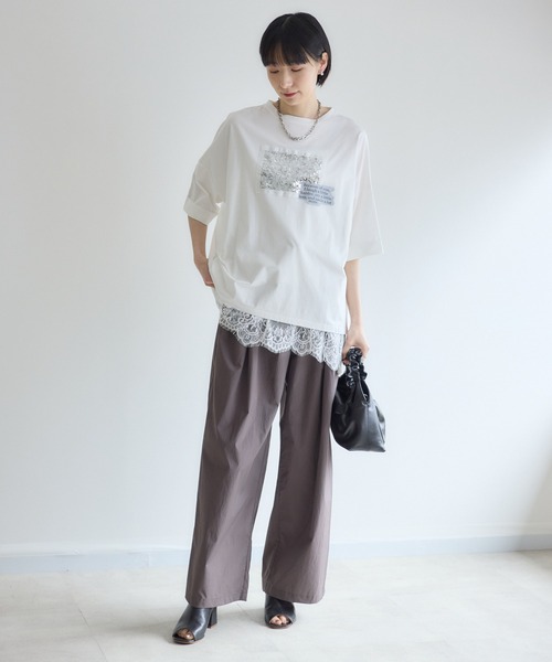 Paradise Picnic（パラダイスピクニック）の「33℃ スパンコールキラキラTシャツ（Tシャツ/カットソー・レディース・チャコールグレー/ブラック/ホワイト・FREE）」の21枚目の写真
