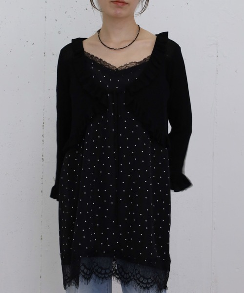 セール】ドットレースミニキャミワンピース（ワンピース）｜archives