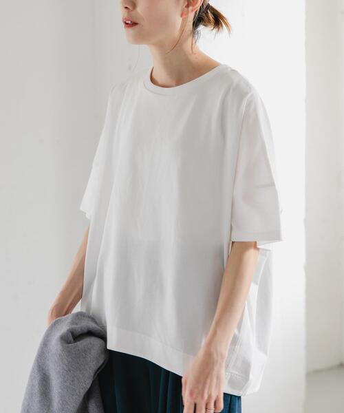 FORK&SPOON(フォークアンドスプーン)の「FORK&SPOON コクーンショートスリーブTシャツ(Tシャツ/カットソー・レディース・パープル/オフホワイト/ブラック・1)」の2枚目の写真