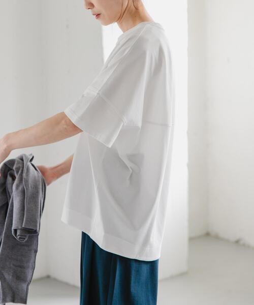 FORK&SPOON(フォークアンドスプーン)の「FORK&SPOON コクーンショートスリーブTシャツ(Tシャツ/カットソー・レディース・パープル/オフホワイト/ブラック・1)」の5枚目の写真