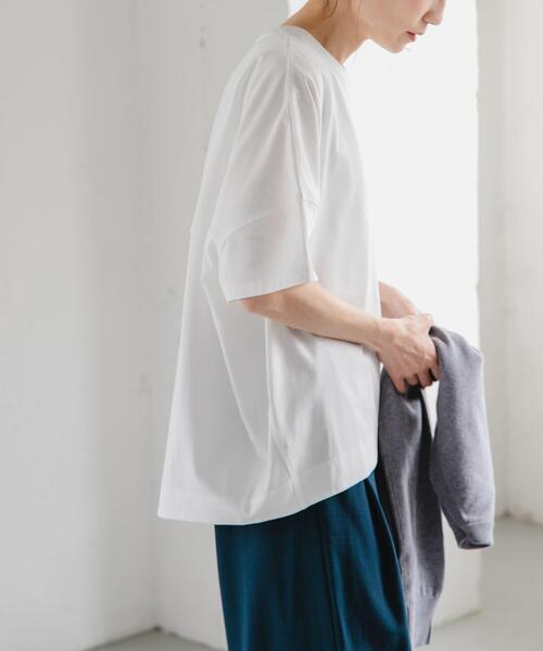 FORK&SPOON(フォークアンドスプーン)の「FORK&SPOON コクーンショートスリーブTシャツ(Tシャツ/カットソー・レディース・パープル/オフホワイト/ブラック・1)」の7枚目の写真