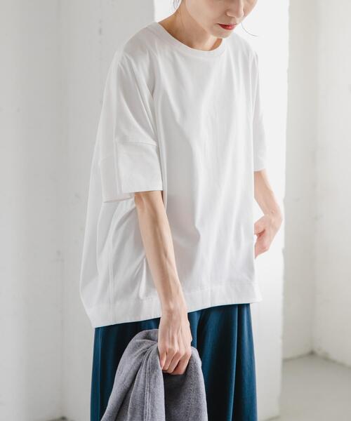 FORK&SPOON(フォークアンドスプーン)の「FORK&SPOON コクーンショートスリーブTシャツ(Tシャツ/カットソー・レディース・パープル/オフホワイト/ブラック・1)」の8枚目の写真