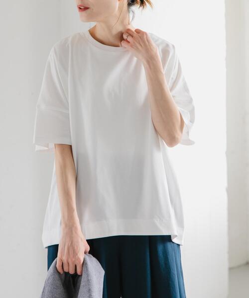 FORK&SPOON(フォークアンドスプーン)の「FORK&SPOON コクーンショートスリーブTシャツ(Tシャツ/カットソー・レディース・パープル/オフホワイト/ブラック・1)」の9枚目の写真