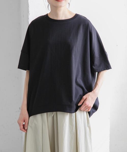 FORK&SPOON(フォークアンドスプーン)の「FORK&SPOON コクーンショートスリーブTシャツ(Tシャツ/カットソー・レディース・パープル/オフホワイト/ブラック・1)」の13枚目の写真