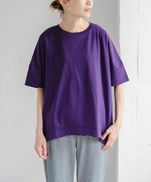 FORK&SPOON(フォークアンドスプーン)の「FORK&SPOON コクーンショートスリーブTシャツ(Tシャツ/カットソー・レディース・パープル/オフホワイト/ブラック・1)」の21枚目の写真