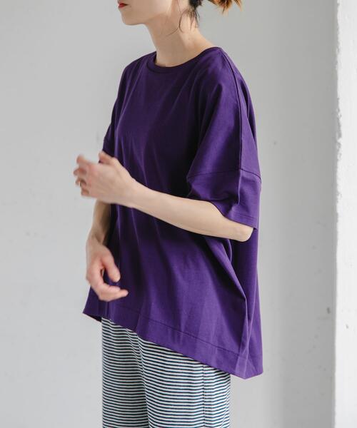 FORK&SPOON(フォークアンドスプーン)の「FORK&SPOON コクーンショートスリーブTシャツ(Tシャツ/カットソー・レディース・パープル/オフホワイト/ブラック・1)」の22枚目の写真