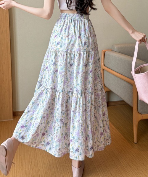 AMAJI（アマジ）の「プリント ウエストゴム フレア ロングスカート（スカート・レディース・パープル/イエロー/グリーン・SMALL/MEDIUM/LARGE/X-LARGE）」の9枚目の写真