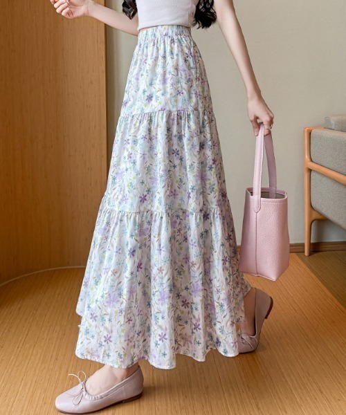 AMAJI（アマジ）の「プリント ウエストゴム フレア ロングスカート（スカート・レディース・パープル/イエロー/グリーン・SMALL/MEDIUM/LARGE/X-LARGE）」の8枚目の写真