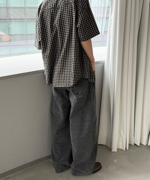 Perushu(ペルーシュ)の「FADED CHECK WIDE DENIM PANTS/フェードチェックワイドデニムパンツ(その他パンツ・メンズ・ブラック/ブラウン・LARGE/MEDIUM/SMALL)」の15枚目の写真