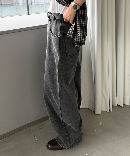 Perushu(ペルーシュ)の「FADED CHECK WIDE DENIM PANTS/フェードチェックワイドデニムパンツ(その他パンツ・メンズ・ブラック/ブラウン・LARGE/MEDIUM/SMALL)」の13枚目の写真