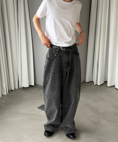 Perushu(ペルーシュ)の「FADED CHECK WIDE DENIM PANTS/フェードチェックワイドデニムパンツ(その他パンツ・メンズ・ブラック/ブラウン・LARGE/MEDIUM/SMALL)」の10枚目の写真