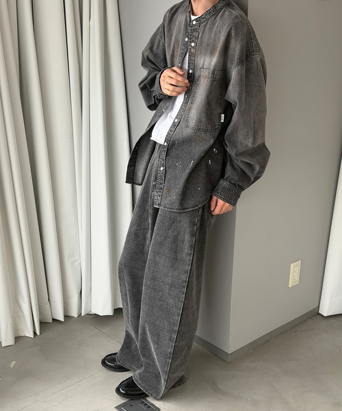 Perushu(ペルーシュ)の「FADED CHECK WIDE DENIM PANTS/フェードチェックワイドデニムパンツ(その他パンツ・メンズ・ブラック/ブラウン・LARGE/MEDIUM/SMALL)」の21枚目の写真