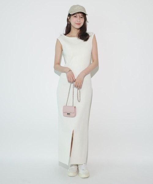 Mystrada(マイストラーダ)の「前後2WAYノースリリブワンピース(ワンピース・レディース・ピンク/ホワイト/チャコールグレー・38/36)」の7枚目の写真