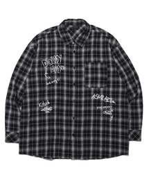 ANNOYED（アノイド）の「ワンポケットグラフィティチェックシャツ LQ2YU331_BLACK（シャツ/ブラウス）」