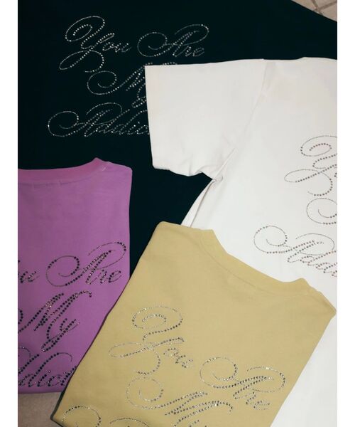 EVRIS(エヴリス)の「ラインストーングラフィック BIG Tシャツ(Tシャツ/カットソー・レディース・ホワイト/イエロー/パープル/ブラック・FREE)」の22枚目の写真
