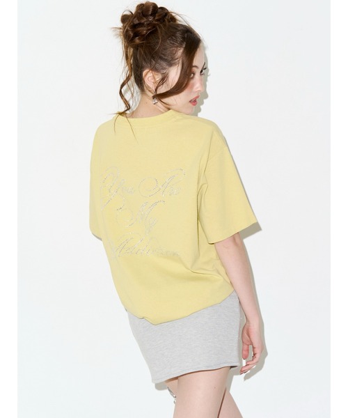 EVRIS(エヴリス)の「ラインストーングラフィック BIG Tシャツ(Tシャツ/カットソー・レディース・ホワイト/イエロー/パープル/ブラック・FREE)」の4枚目の写真
