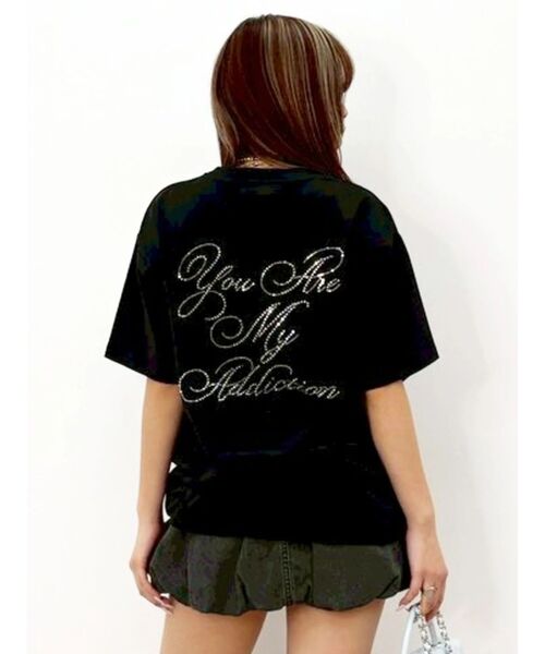 EVRIS(エヴリス)の「ラインストーングラフィック BIG Tシャツ(Tシャツ/カットソー・レディース・ホワイト/イエロー/パープル/ブラック・FREE)」の5枚目の写真