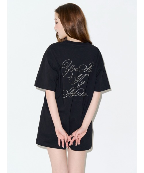 EVRIS(エヴリス)の「ラインストーングラフィック BIG Tシャツ(Tシャツ/カットソー・レディース・ホワイト/イエロー/パープル/ブラック・FREE)」の13枚目の写真