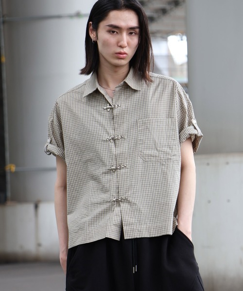 Art re A select(アトリエセレクト)の「【MADE IN KOREA】ファイヤーマンバックルチェックシャツ/FIREMAN BUCKLE CHECK SHIRT(シャツ/ブラウス・メンズ・ベージュ/ブラック・M/L)」の2枚目の写真