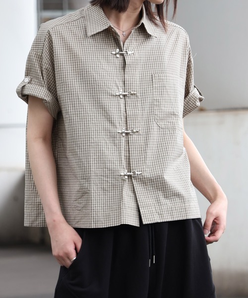 Art re A select(アトリエセレクト)の「【MADE IN KOREA】ファイヤーマンバックルチェックシャツ/FIREMAN BUCKLE CHECK SHIRT(シャツ/ブラウス・メンズ・ベージュ/ブラック・M/L)」の7枚目の写真
