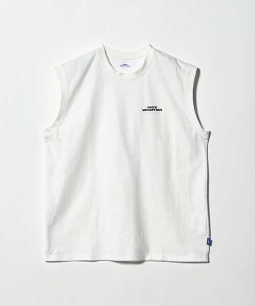 NICE WEATHER(ナイスウェザー)の「<NICE WEATHER>ロゴ スリーブレスTシャツ(シャツ/ブラウス・メンズ・ホワイト/ブラック・L/M)」の2枚目の写真