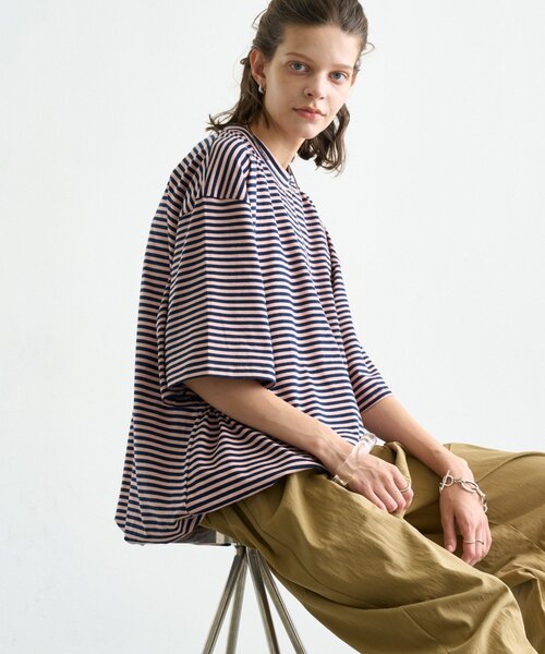 CIAOPANIC TYPY（チャオパニックティピー）の「【WEB限定】【UNISEX】裾バルーンビックシルエットTEE（Tシャツ/カットソー・レディース・ベージュ/ピンク/グリーン/ライトグレー/ホワイト/グレー/ブラック・LARGE/MEDIUM）」の7枚目の写真