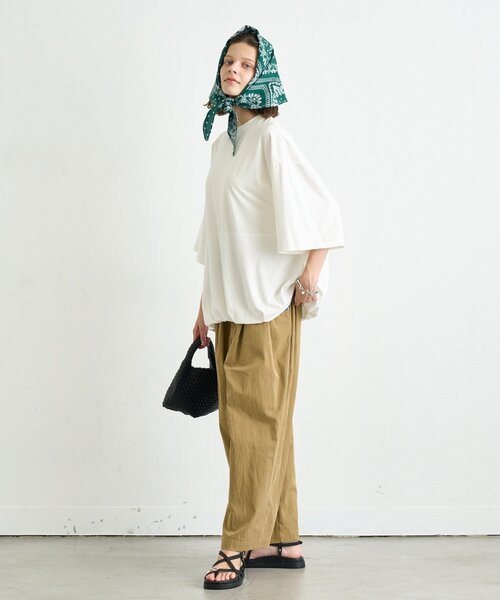 CIAOPANIC TYPY（チャオパニックティピー）の「【WEB限定】【UNISEX】裾バルーンビックシルエットTEE（Tシャツ/カットソー・レディース・ベージュ/ピンク/グリーン/ライトグレー/ホワイト/グレー/ブラック・LARGE/MEDIUM）」の12枚目の写真