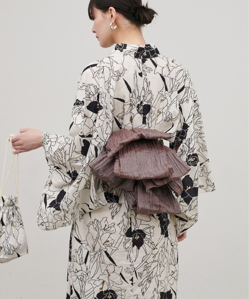 LARUTA（ラルータ）の「【LARUTA】ラメしわ兵児帯（和装小物・レディース・マスタード/ブラック/レッド/ネイビー/ブラウン・FREE）」の8枚目の写真