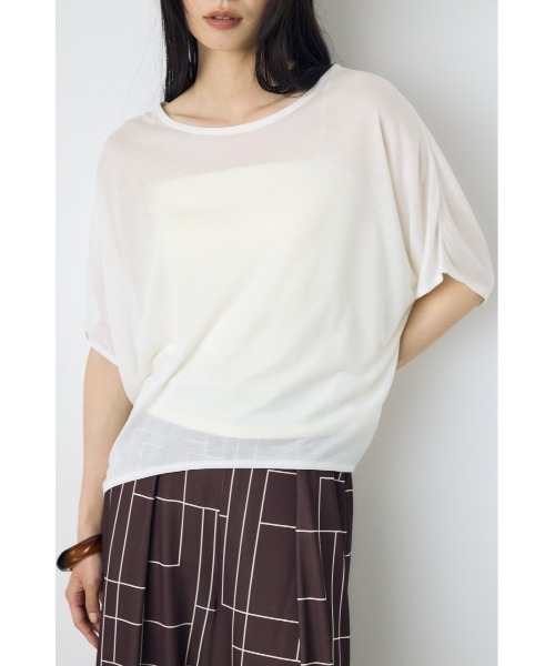 AZUL by moussy（アズールバイマウジー）の「ドレープクロップドTシャツ（Tシャツ/カットソー・レディース・オフホワイト/ベージュ/ブラック/ミント・SMALL/MEDIUM）」の2枚目の写真