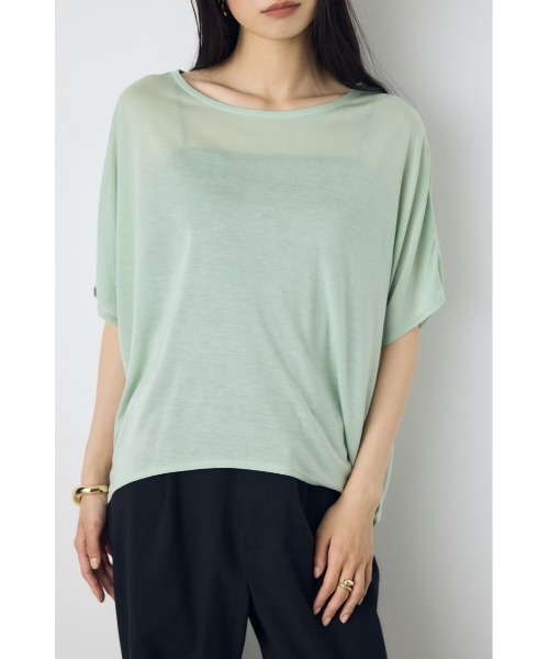 AZUL by moussy（アズールバイマウジー）の「ドレープクロップドTシャツ（Tシャツ/カットソー・レディース・オフホワイト/ベージュ/ブラック/ミント・SMALL/MEDIUM）」の4枚目の写真