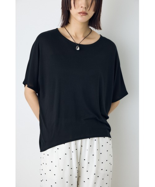 AZUL by moussy（アズールバイマウジー）の「ドレープクロップドTシャツ（Tシャツ/カットソー・レディース・オフホワイト/ベージュ/ブラック/ミント・SMALL/MEDIUM）」の3枚目の写真