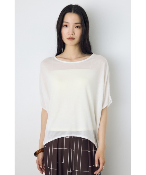AZUL by moussy（アズールバイマウジー）の「ドレープクロップドTシャツ（Tシャツ/カットソー・レディース・オフホワイト/ベージュ/ブラック/ミント・SMALL/MEDIUM）」の5枚目の写真