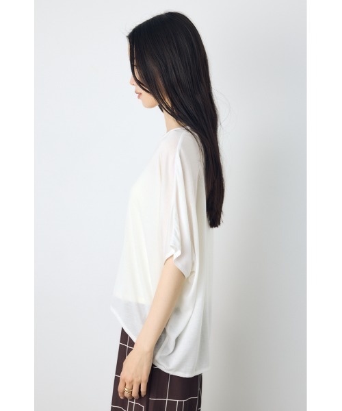 AZUL by moussy（アズールバイマウジー）の「ドレープクロップドTシャツ（Tシャツ/カットソー・レディース・オフホワイト/ベージュ/ブラック/ミント・SMALL/MEDIUM）」の6枚目の写真