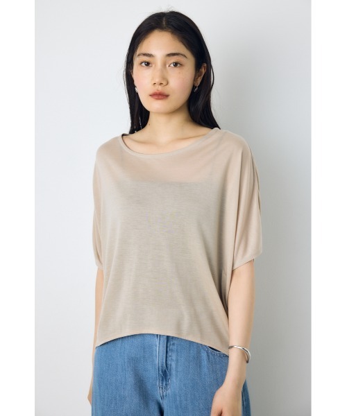AZUL by moussy（アズールバイマウジー）の「ドレープクロップドTシャツ（Tシャツ/カットソー・レディース・オフホワイト/ベージュ/ブラック/ミント・SMALL/MEDIUM）」の19枚目の写真