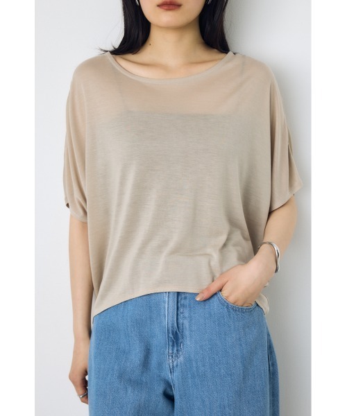 AZUL by moussy（アズールバイマウジー）の「ドレープクロップドTシャツ（Tシャツ/カットソー・レディース・オフホワイト/ベージュ/ブラック/ミント・SMALL/MEDIUM）」の20枚目の写真