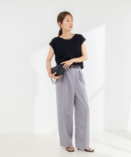 NOLLEY’S(ノーリーズ)の「《手洗い可能》【BECシリーズ】18GサラサラニットT(ニット/セーター・レディース・レッド/ホワイト系その他2/ブラック・38)」の5枚目の写真