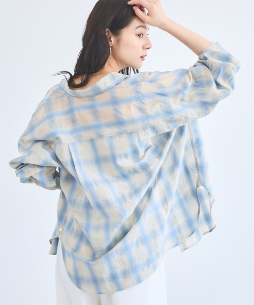 BARNYARDSTORM(バンヤードストーム)の「【先行予約】シアーチェックシャツ / JAPAN FABRIC【WEB限定カラー】(シャツ/ブラウス・レディース・ライトブルー/ベージュ/ブラウン/ブラック・S/M)」の16枚目の写真