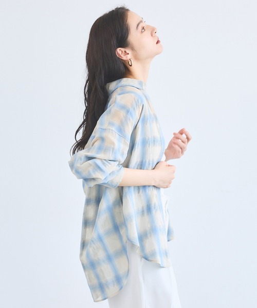 BARNYARDSTORM(バンヤードストーム)の「【先行予約】シアーチェックシャツ / JAPAN FABRIC【WEB限定カラー】(シャツ/ブラウス・レディース・ライトブルー/ベージュ/ブラウン/ブラック・S/M)」の15枚目の写真