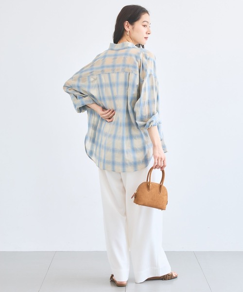 BARNYARDSTORM(バンヤードストーム)の「【先行予約】シアーチェックシャツ / JAPAN FABRIC【WEB限定カラー】(シャツ/ブラウス・レディース・ライトブルー/ベージュ/ブラウン/ブラック・S/M)」の18枚目の写真