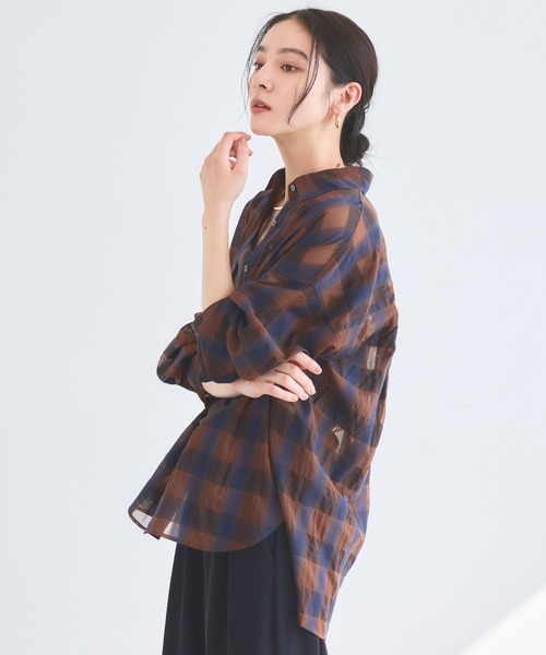 BARNYARDSTORM(バンヤードストーム)の「【先行予約】シアーチェックシャツ / JAPAN FABRIC【WEB限定カラー】(シャツ/ブラウス・レディース・ライトブルー/ベージュ/ブラウン/ブラック・S/M)」の21枚目の写真
