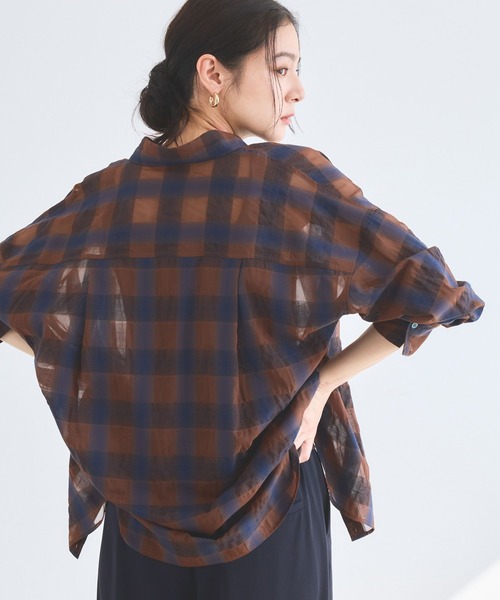BARNYARDSTORM(バンヤードストーム)の「【先行予約】シアーチェックシャツ / JAPAN FABRIC【WEB限定カラー】(シャツ/ブラウス・レディース・ライトブルー/ベージュ/ブラウン/ブラック・S/M)」の22枚目の写真