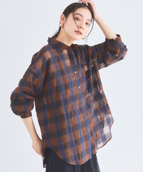 BARNYARDSTORM(バンヤードストーム)の「【先行予約】シアーチェックシャツ / JAPAN FABRIC【WEB限定カラー】(シャツ/ブラウス・レディース・ライトブルー/ベージュ/ブラウン/ブラック・S/M)」の19枚目の写真